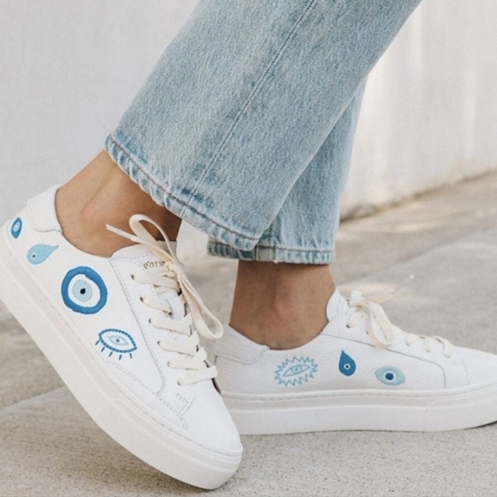 Soludos Evil Eye Leather Ibiza Platform Sneaker 6.5